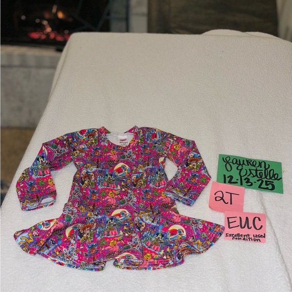 Colorful Long long sleeve Handmade Disney Tunic Top for Toddler girls 2T - Picture 2 of 3